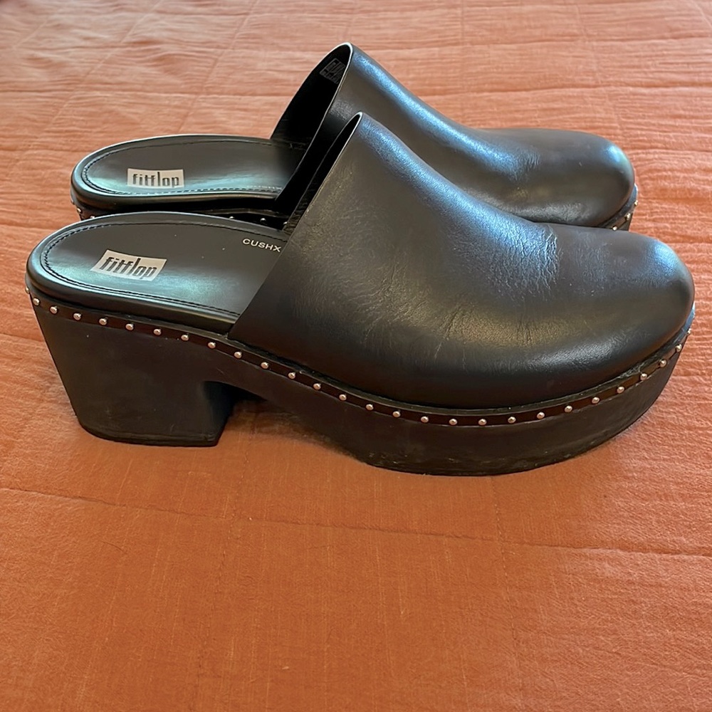 FitFlop chunky platform studded clogs heels mule